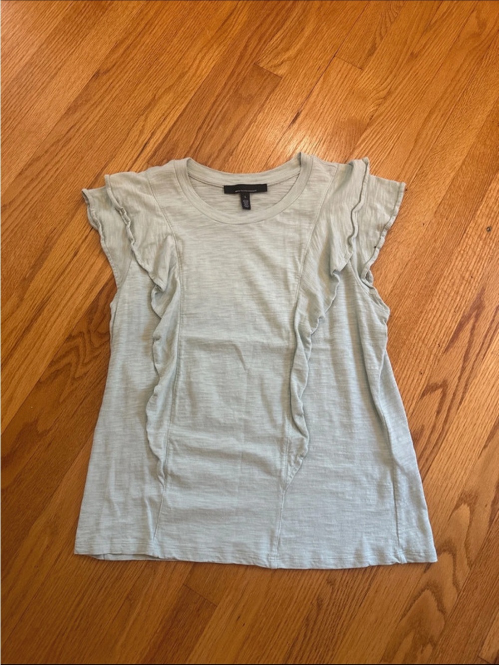 White House Black Market Pale Blue Ruffle Sleeve Tank